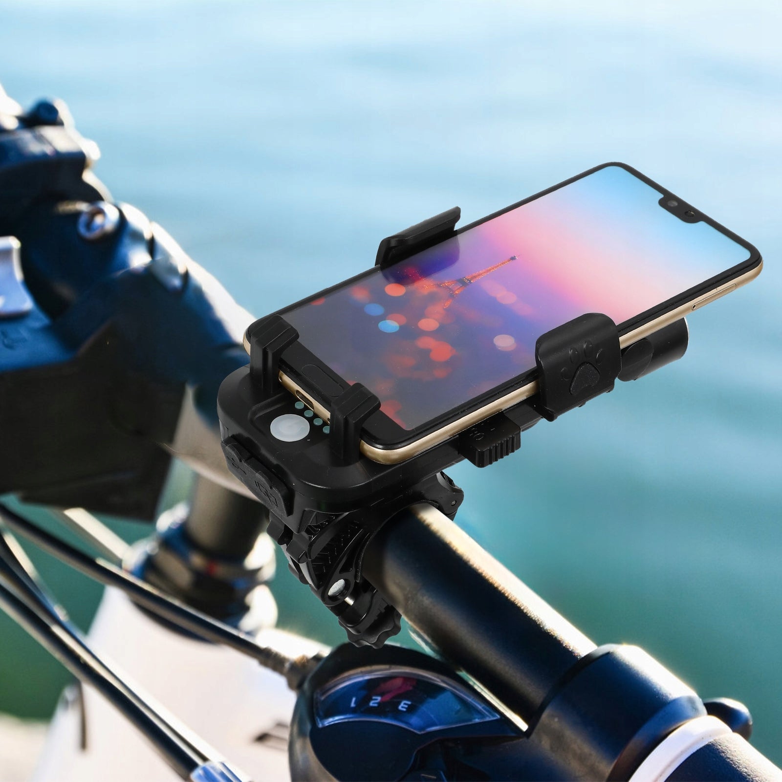 UNIWERSALNA LAMPKA ROWEROWA Z MOCNYM ŚWIATŁEM I REGULOWANYM UCHWYTEM Model 4in1 bike light set