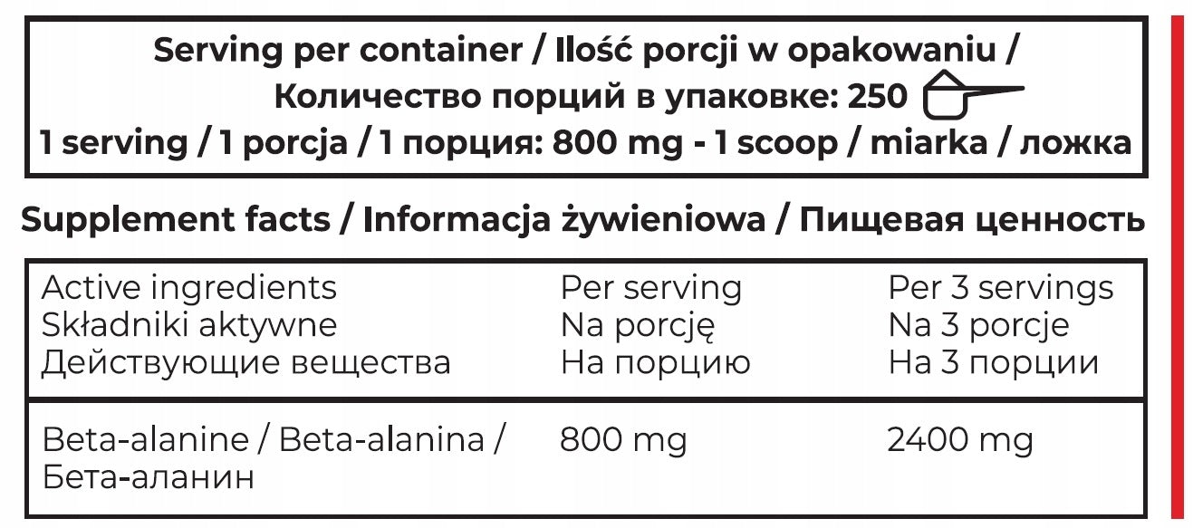 UNS BETA ALANINE 200 g - pure, pure 100%, strength, energy power Packaging status original
