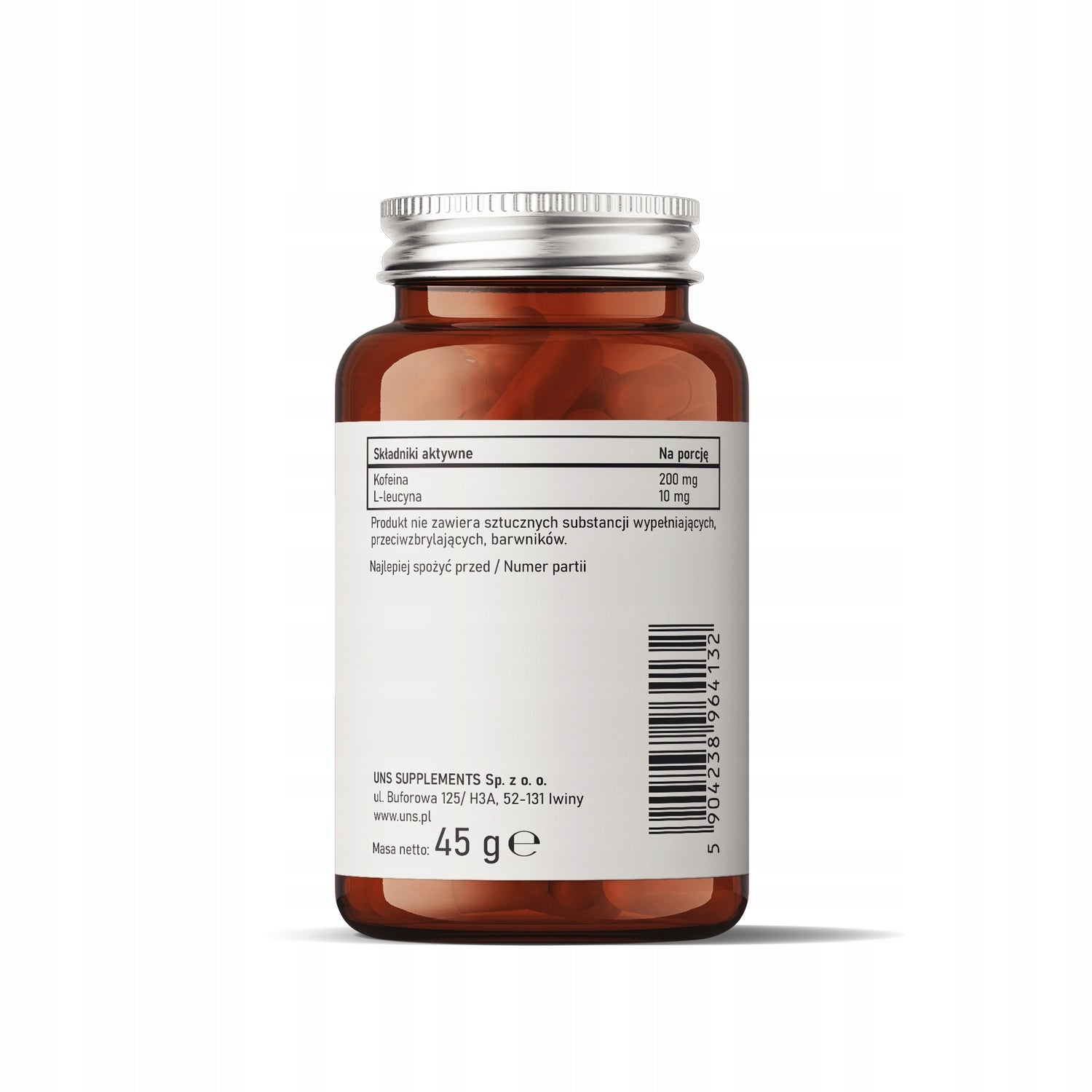 UNS CAFFEINE 90 vege kaps. Stimulation, energy, focus, concentration Packaging status original