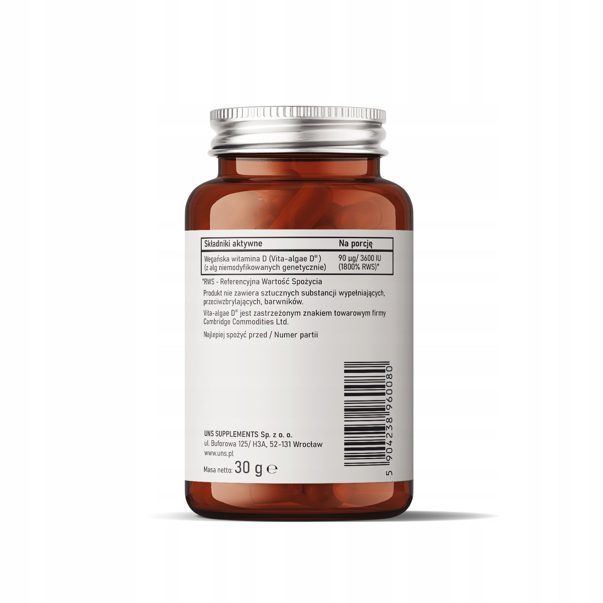 UNS NATURAL VITAMIN D3 VEGAN 60 caps. IMMUNITY, HEALTHY BONES AND TEETH EAN (GTIN) 5904238960080
