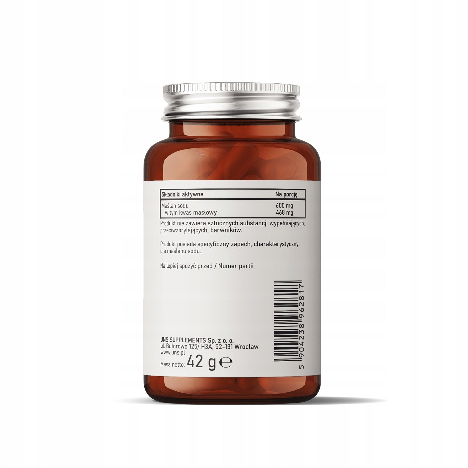 UNS SODIUM BUTTER FORTE 600 mg 60 vege MICROENCAPSULATED DIGESTIVE SYSTEM EAN (GTIN) 5904238962817