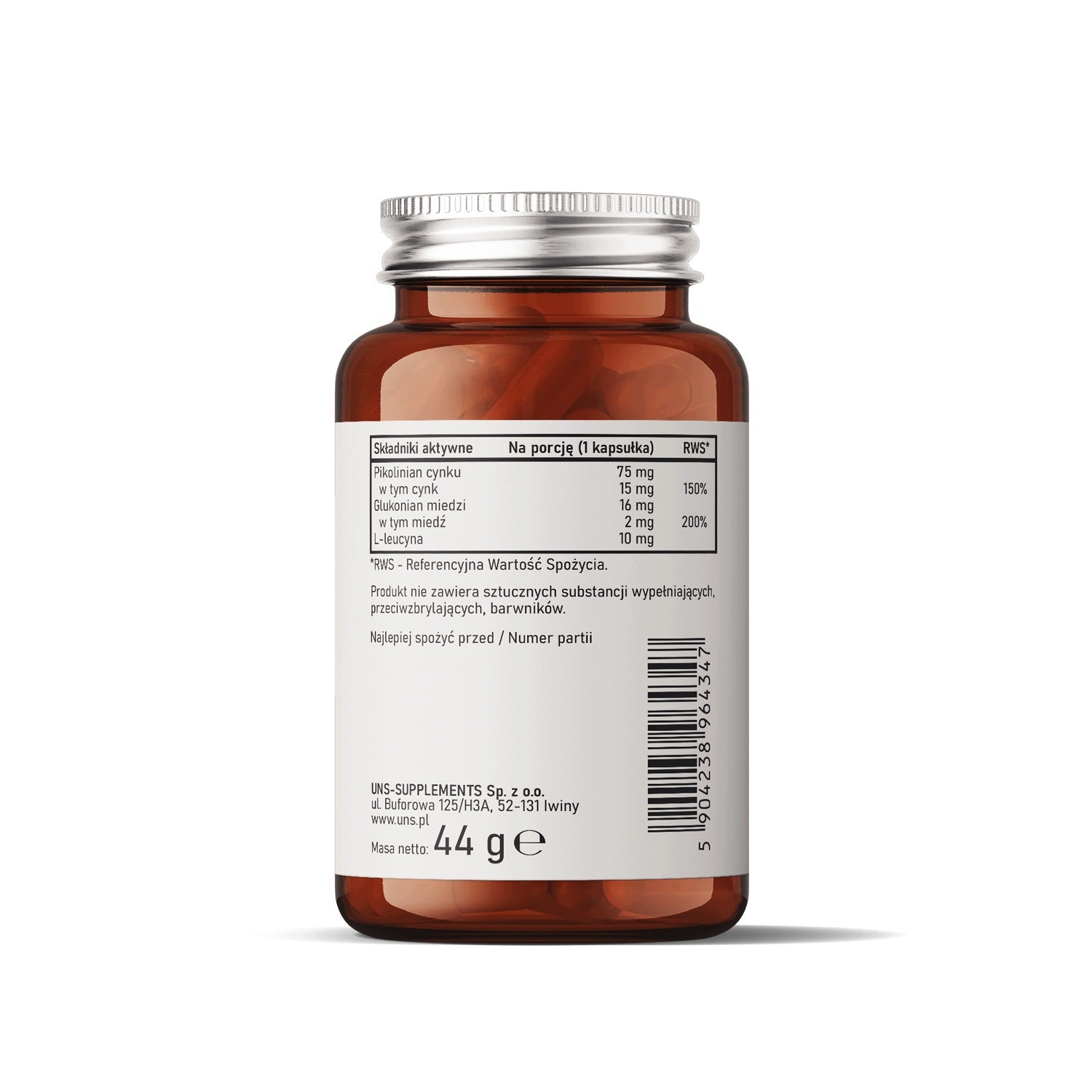 UNS ZINC COPPER 90 vege kaps. skin pigmentation, immunity, healthy hair Packaging status original