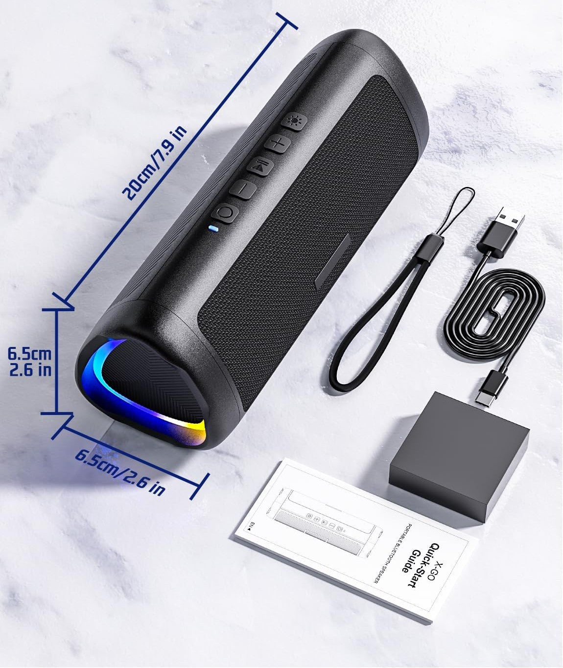 UOHHBOE C27 Wireless Bluetooth Speaker 5.3 30m BASS RGB LED IPX5 Manufacturer code UOHHBOE