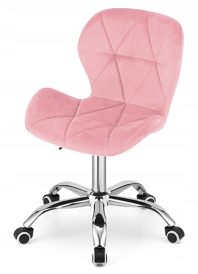 UPHOLSTERED ARMCHAIR LUGANO Pink velour Chrome base modern Manufacturer code VAS3-VASTO-OFFICE-VELVET-PINK
