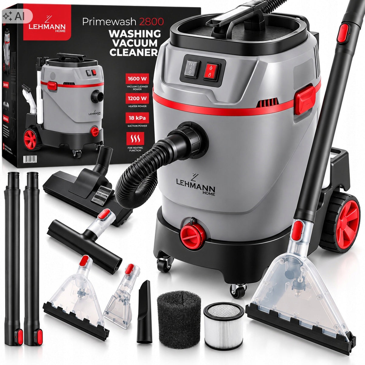 UPHOLSTERY CARPET WASHING VACUUM CLEANER PROFESSIONAL WITH WATER HEATING 2800W