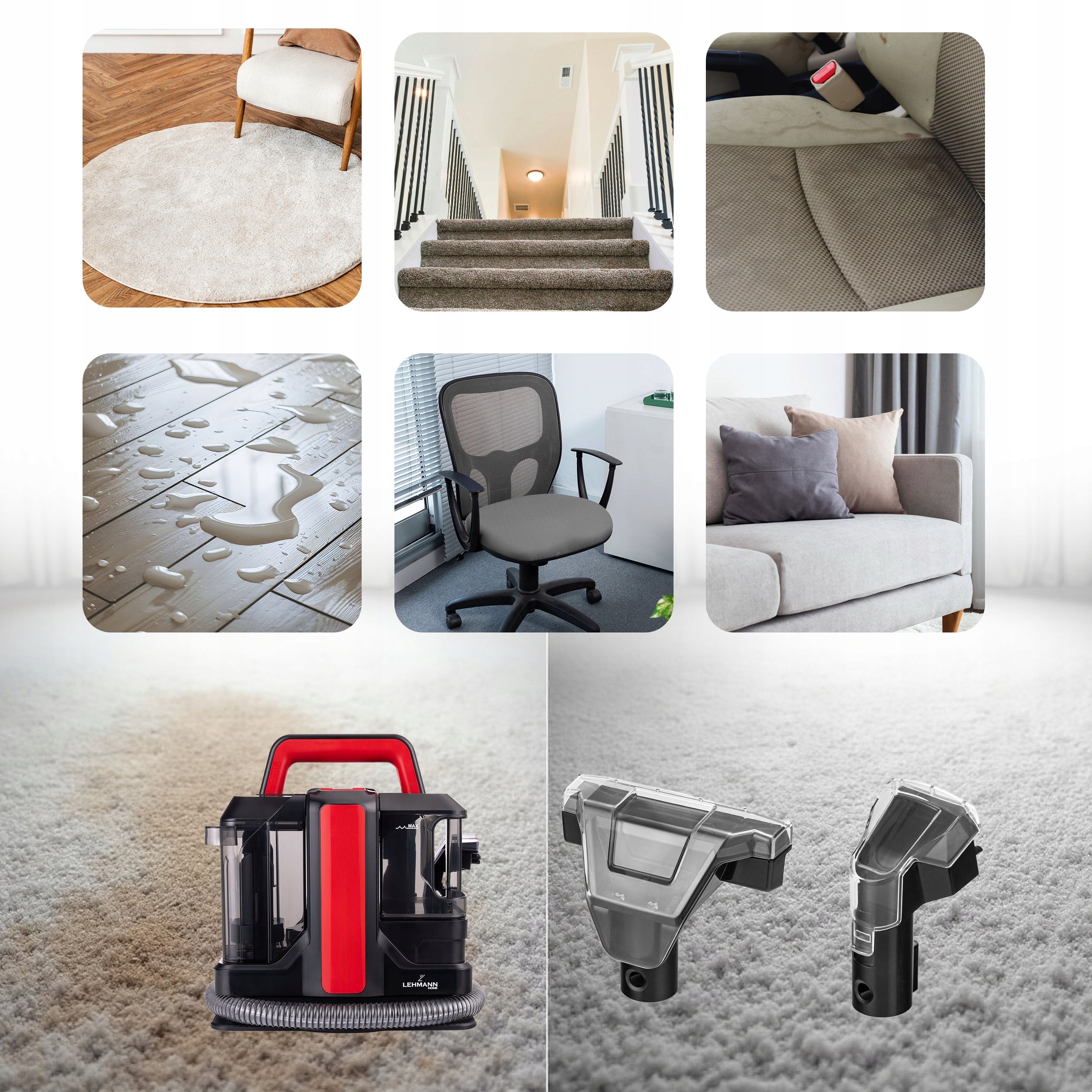 UPHOLSTERY CARPET WASHING VACUUM CLEANER WET DRY WASHING WITH WARM WATER STRONG Dominant color black