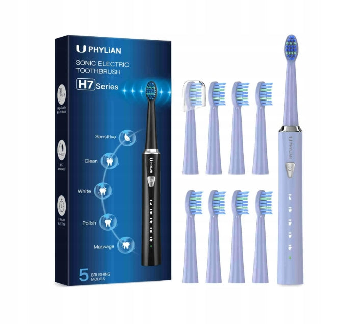 UPHYLIAN H7 SONIC TOOTHBRUSH 8 TIPS PURPLE HIT SALES