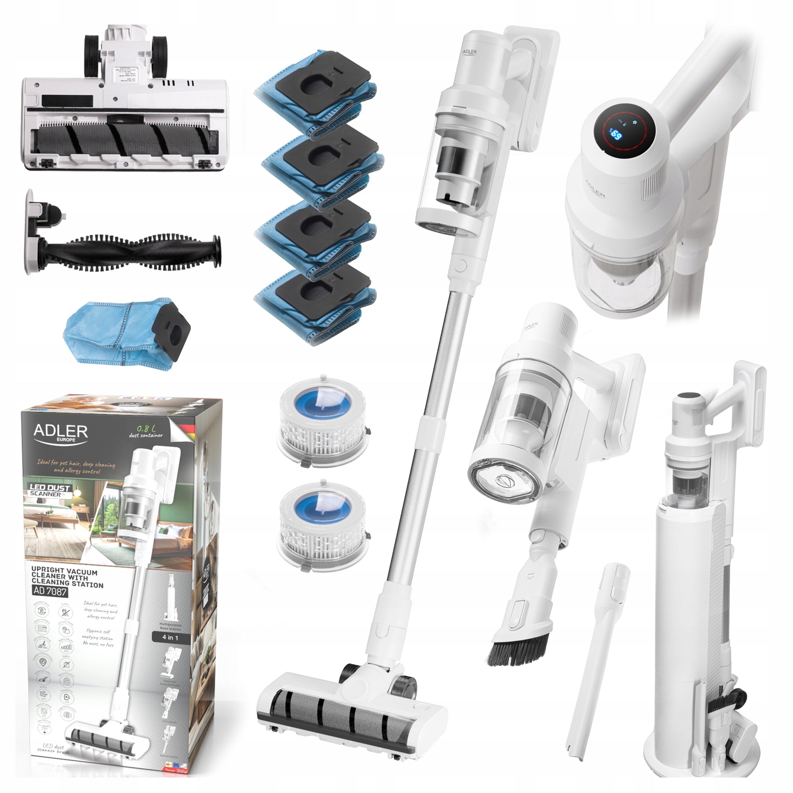 UPRIGHT VACUUM CLEANER CORDLESS HANDHELD BAGLESS SELF-CLEANING STATION