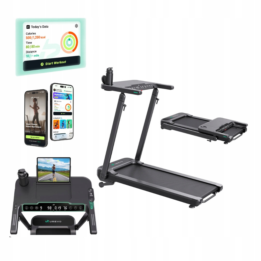 UREVO Foldi 3S 2in1 Folding Electric Treadmill for 120 kg 12 km/h