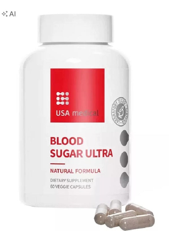 USA Medical Blood Sugar Ultra 60vcaps Sugar Metabolism Chromium Mulberry Taurine