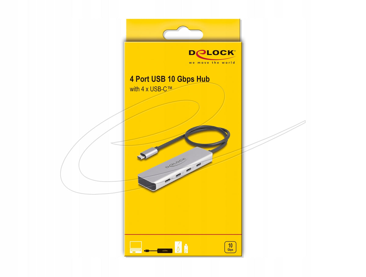 USB 10 Gbps USB Type-C Hub 4x USB Type-C + USB Type-C PD 85W Delock 64235 Manufacturer code 64235
