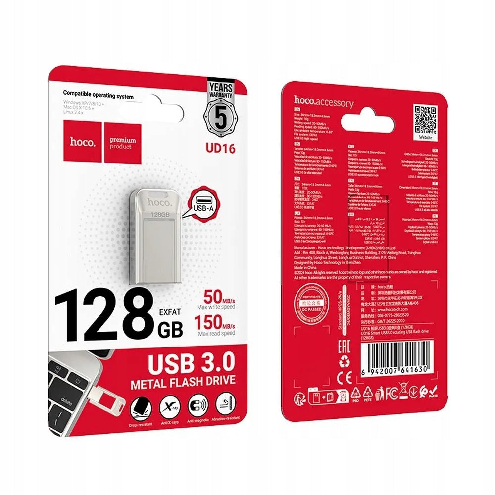 USB 128GB USB 3.0 (USB A) Hoco UD16 nickel Color silver