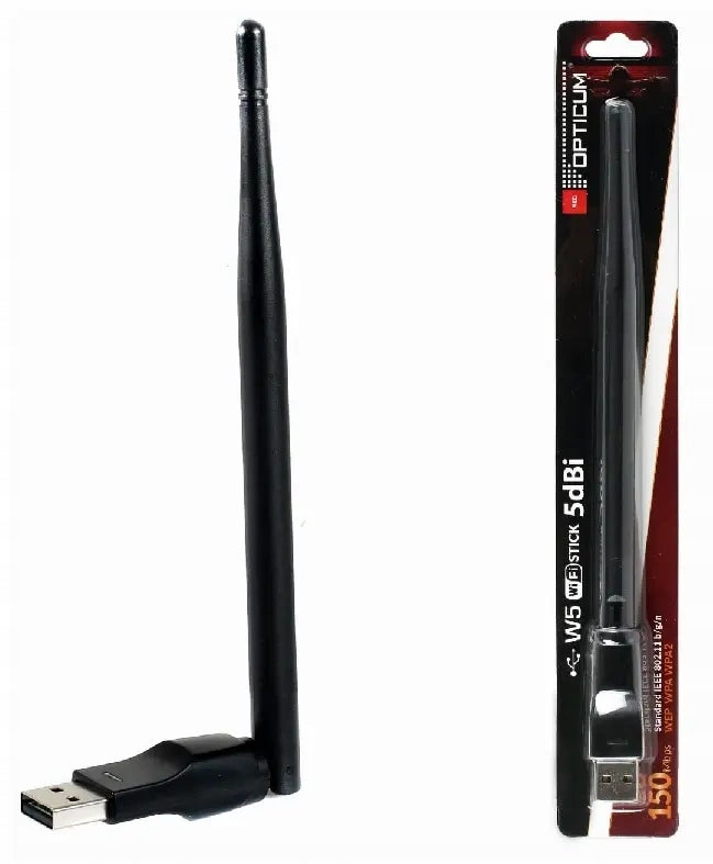 USB 2.0 5 dBi 2,4 GHz WiFi Adapter Opticum RED Antenna For Computer LAPTOP