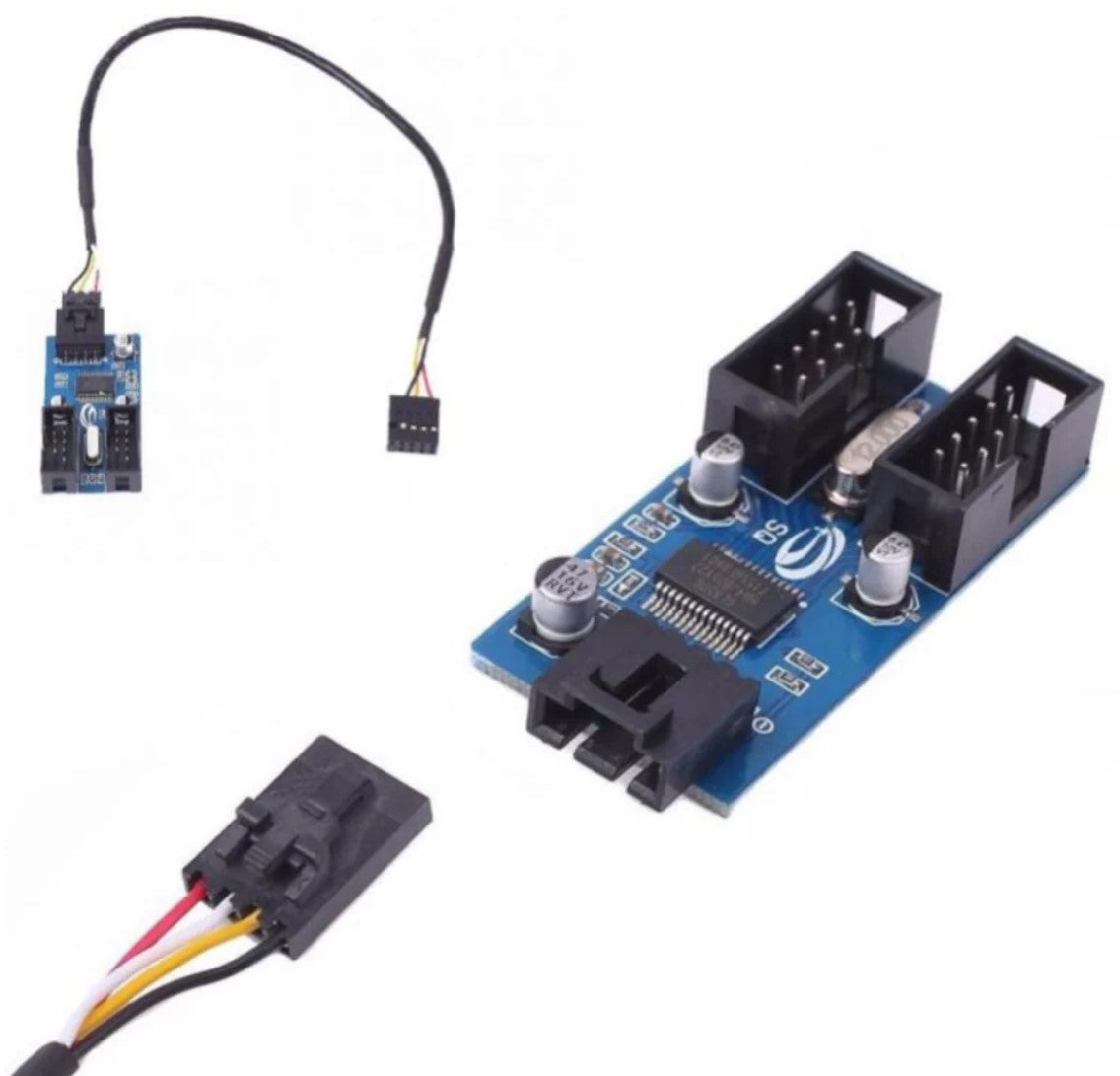 USB 2.0 9pin Hub Splitter Motherboard 2 Connectors Manufacturer code Rozdzielacz hub USB 2.0 9PIN
