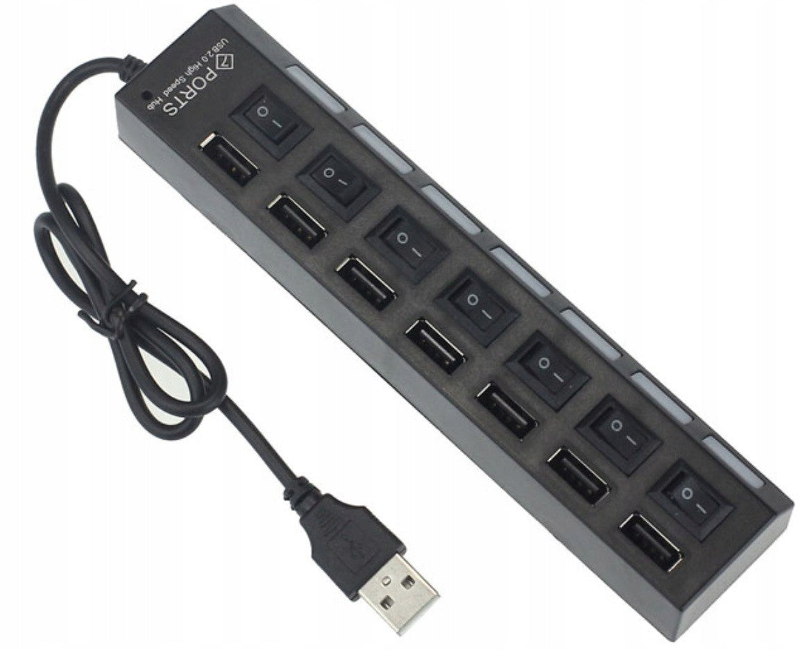 USB 2.0 HUB - 7 ports with controls and switch