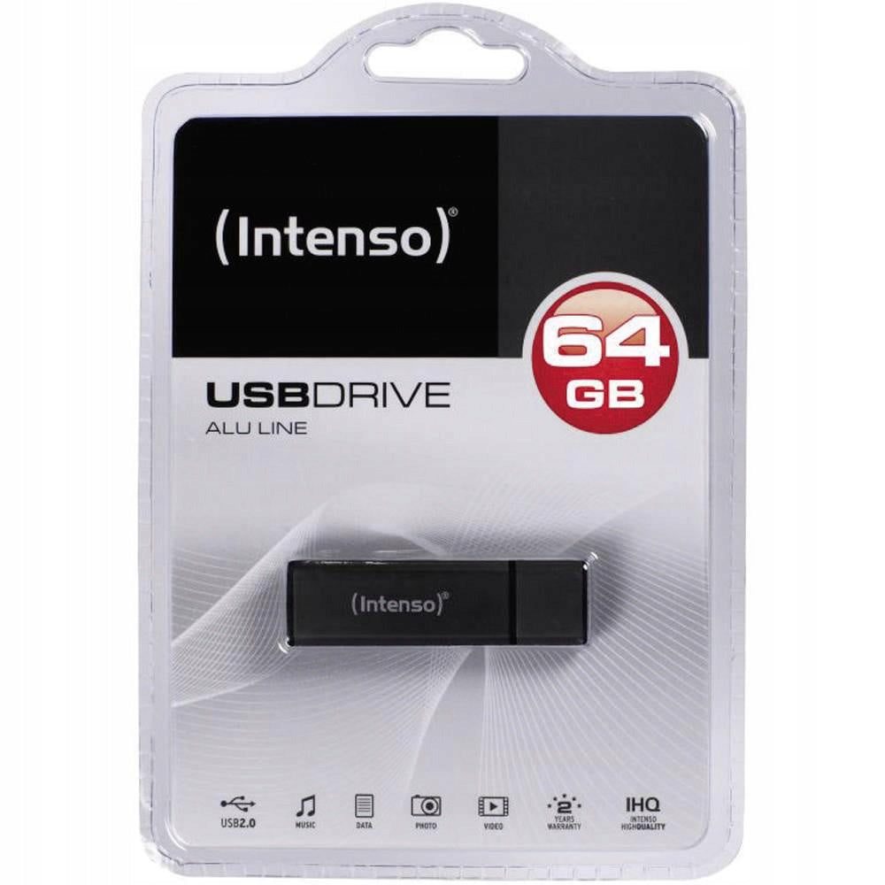 USB 2.0 pendrive Intenso Alu Line 3521491, 64 GB Color black