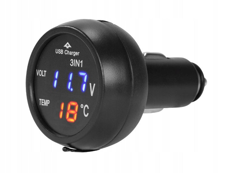 USB 2.1A charger with voltmeter and thermometer CARMOTION