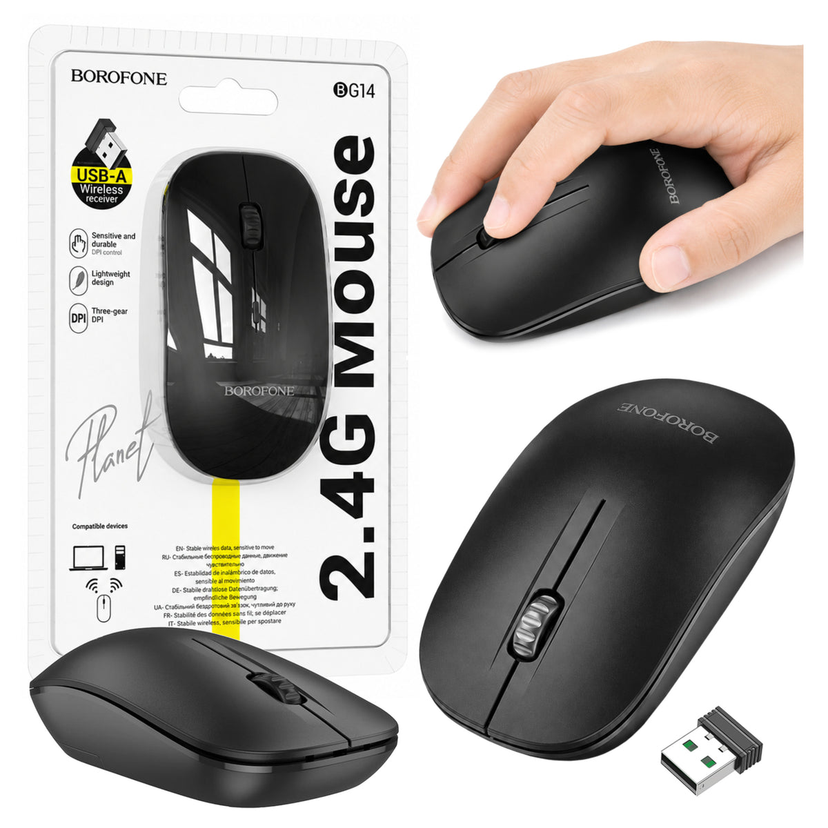 USB 2.4G Wireless Mouse Compact Mouse for Laptop Computer black