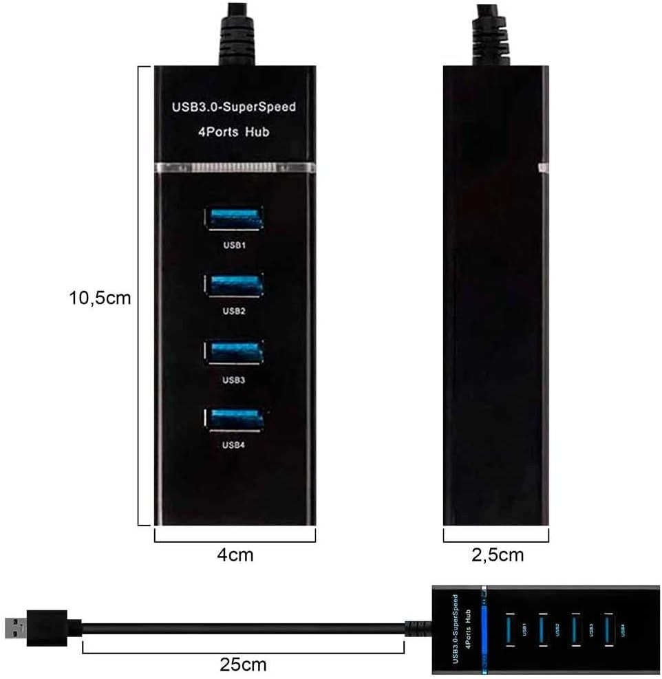 USB 3.0 4 PORT COMPACT SPLITTER WITH LED LIGHTING Manufacturer code ROZDZIELACZ USB HUB USB 3.0 4-PORTOWY OŚ