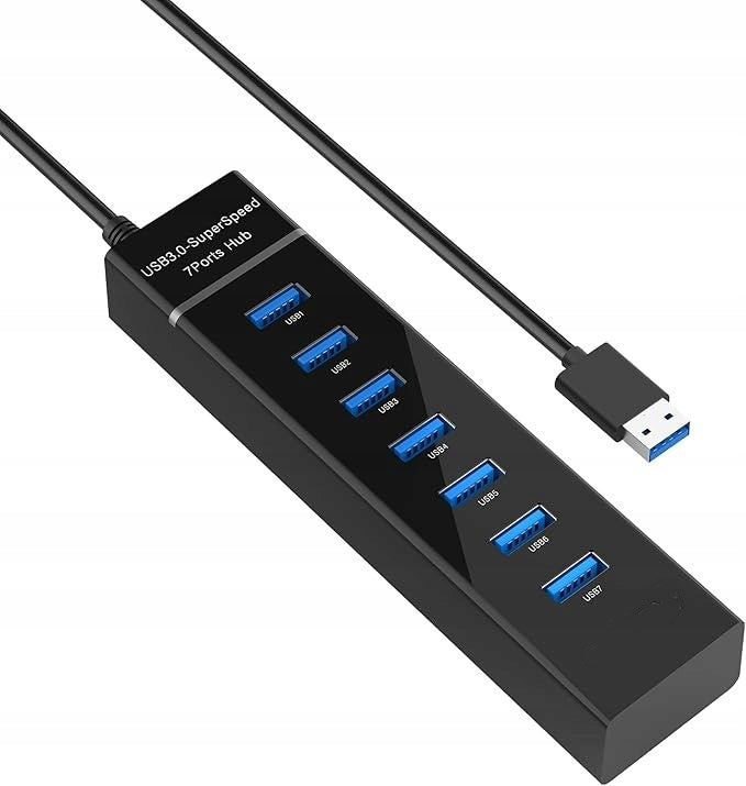 USB 3.0 7-Port Hub, Superfast 5Gb/s, for PC, Mac, Laptop