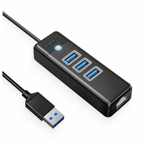 USB 3.0 GIGABIT ETHERNET RJ45 3 ADAPTER PORTS A HUB FOR HOME