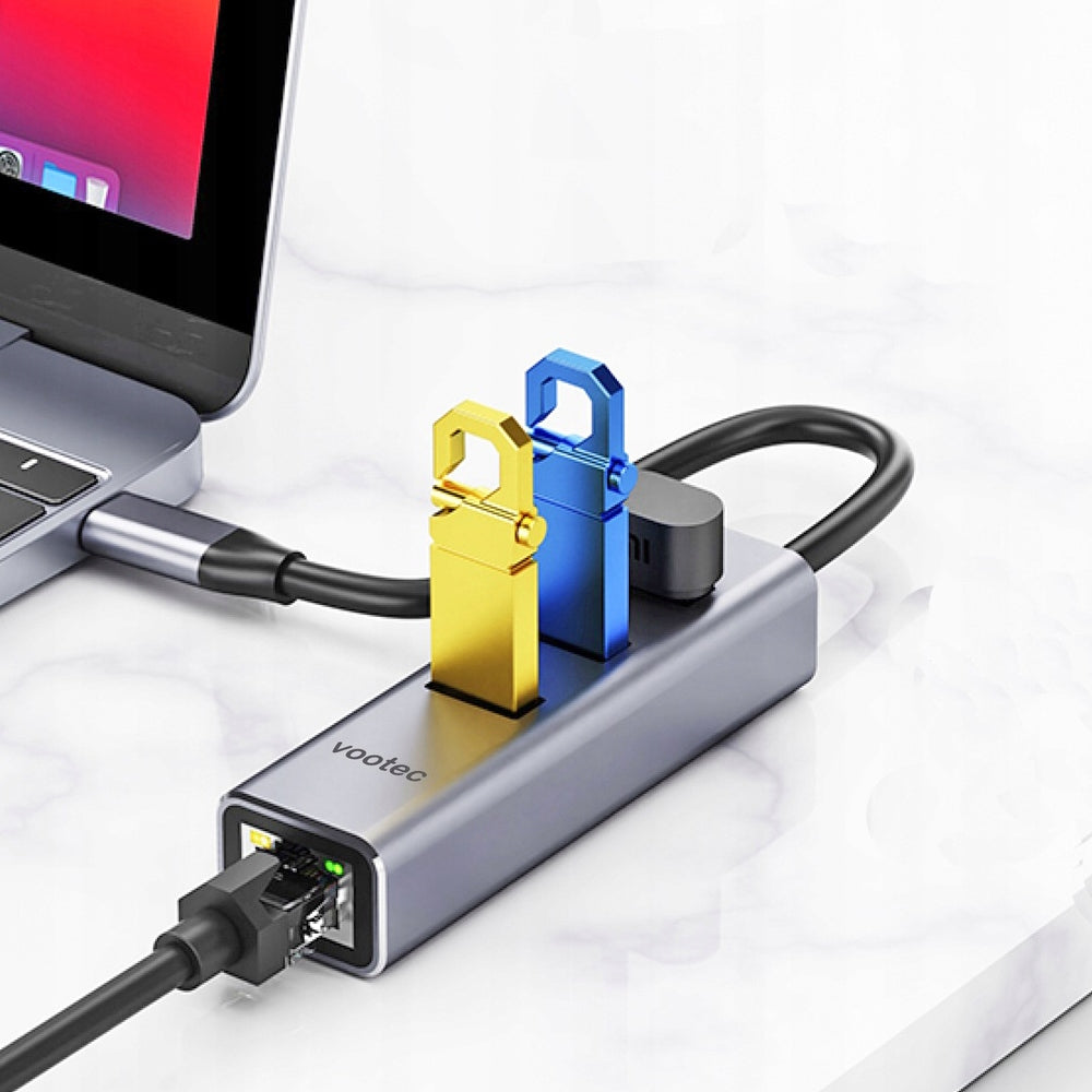 USB 3.0 Gigabit LAN 1000Mbps Network Adapter RJ45 Hub 3 Ports Packaging status original