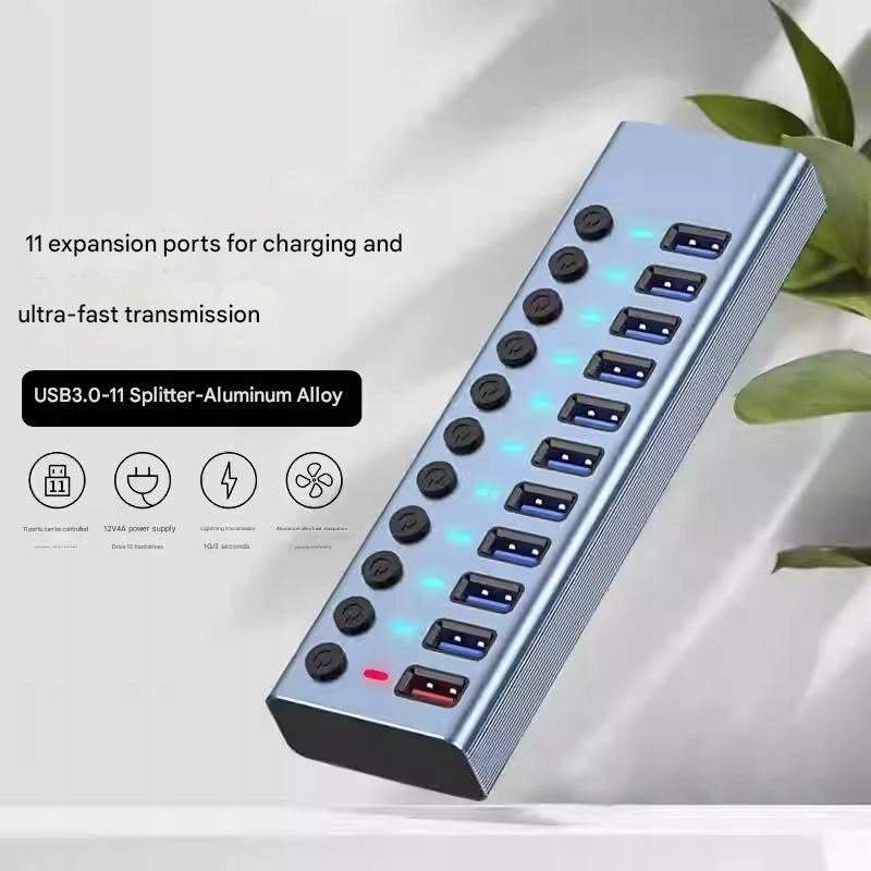 USB 3.0 Hub 11-Ports 5Gbps with Charging & Power Cable – Plug&Play Manufacturer code SM-B11