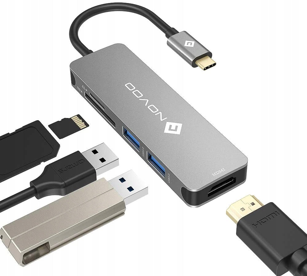 USB 3.0 Hub Novoo 5in1 HDMI Output Card Reader