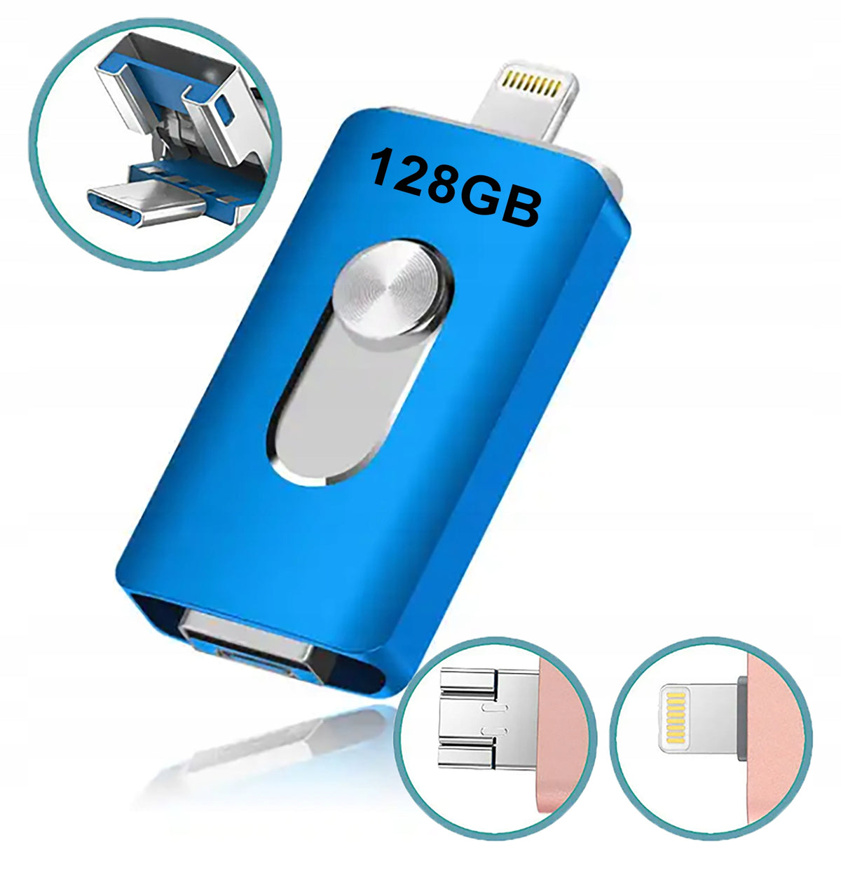 USB 3.0, iPhone, Android, Windows, OTG, Flash Drive 128GB 3in1