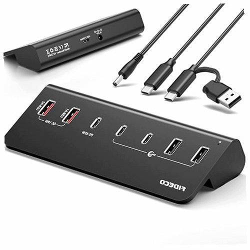 USB 3.2 FIDECO HUB 7 PORTS 72W PD 45W POWER ADAPTER for home gift
