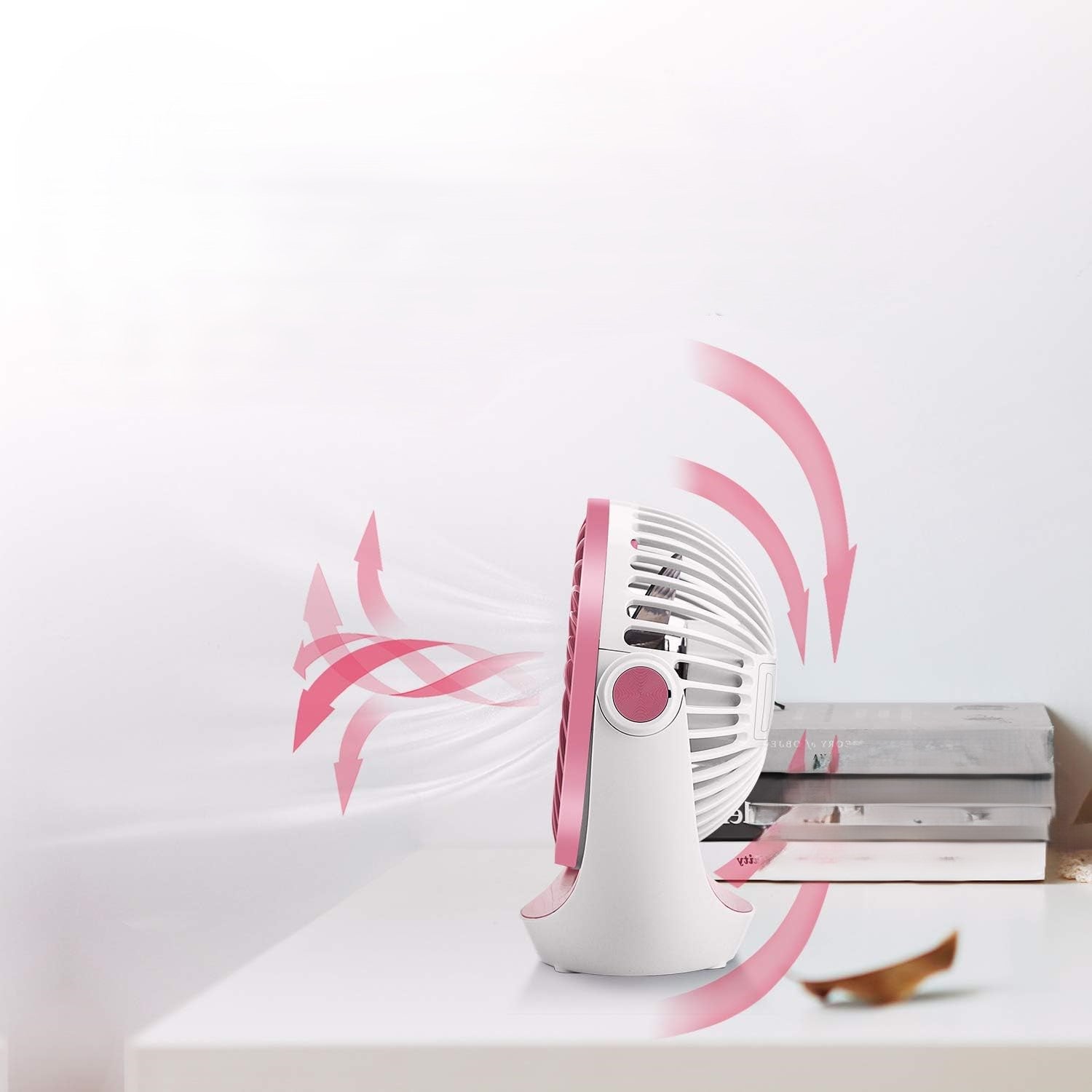 USB 360° Desk Fan, 3 Speeds, Quiet, Portable, Pink Brand Ocoopa