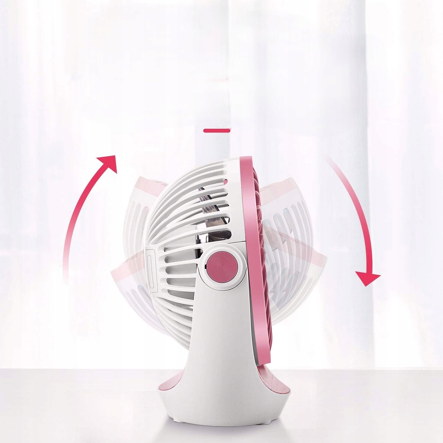 USB 360° Desk Fan, 3 Speeds, Quiet, Portable, Pink Packaging status original