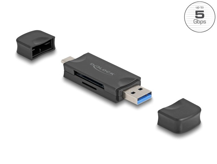 USB 5Gb/s USB-C/USB-A card reader for SD and microSD cards Delock 91020