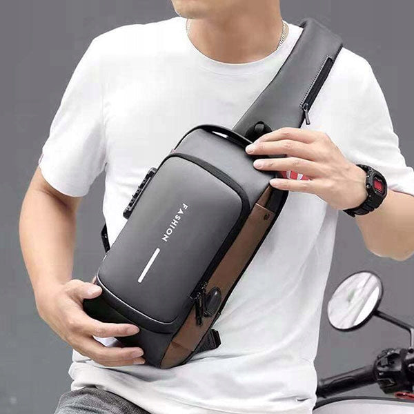 USB Backpack Waterproof Anti-Theft One Shoulder (GRAY+) Packaging status original