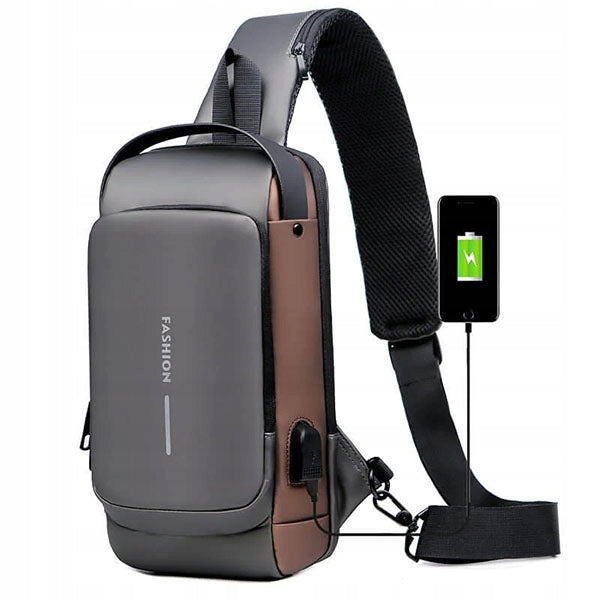 USB Backpack Waterproof Anti-Theft One Shoulder (GRAY+)