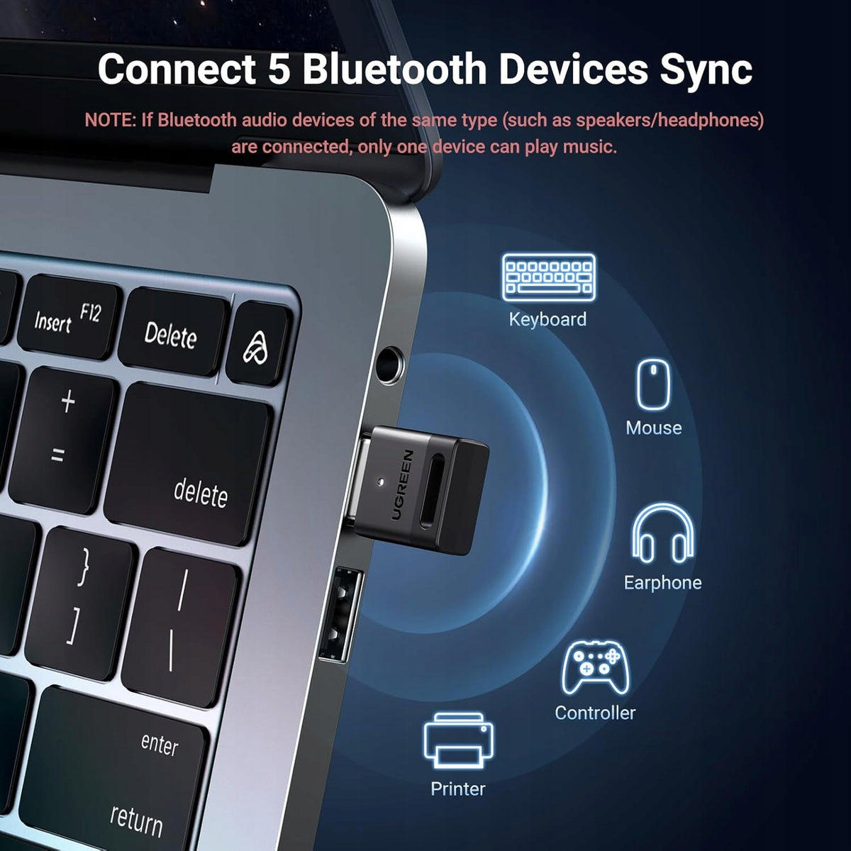 USB Bluetooth 5.3 Adapter for PC Laptop - Windows 11/10, Plug and Play Manufacturer code ADAPTER BLUETOOTH USB PC LAPTOP WINDOWS