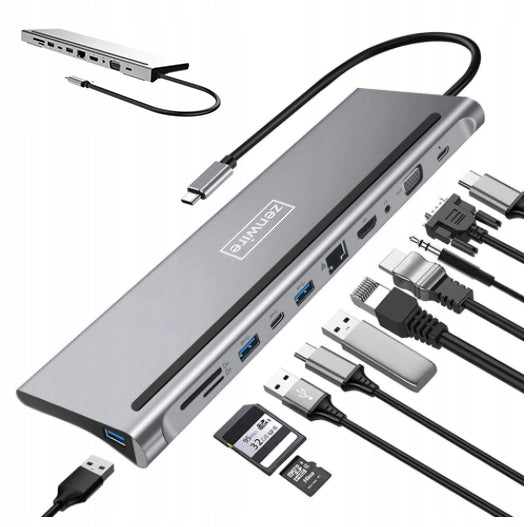 USB-C 11in1 VGA RJ45 SD HDMI 4K HUB DOCKING STATION for Macbook Pro Air M1