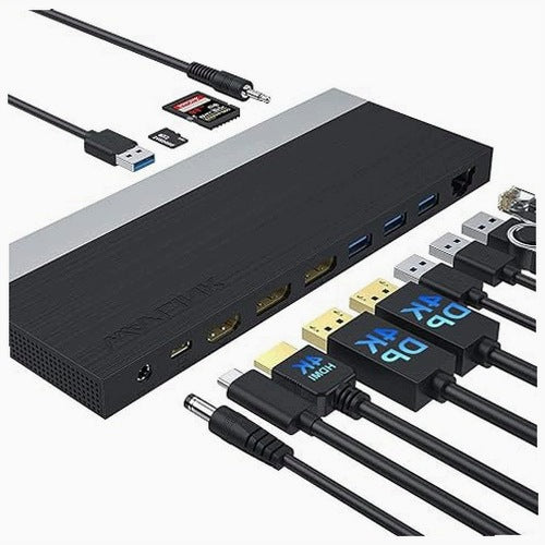 USB C 13 IN 1 TRIPLE DISPLAY HUB 4K DOCKING STATION FOR LAPTOP FOR HOME