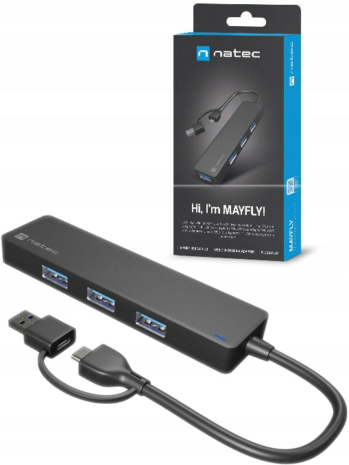 USB-C 3.0 Hub NATEC Mafly 4-Port + USB-A Adapter NHU-2023