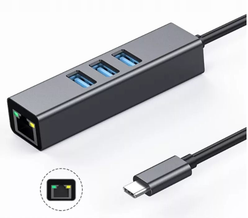 USB-C 3.1 3x USB 3.0 RJ45 LAN HUB Network Card Manufacturer WulkanCen