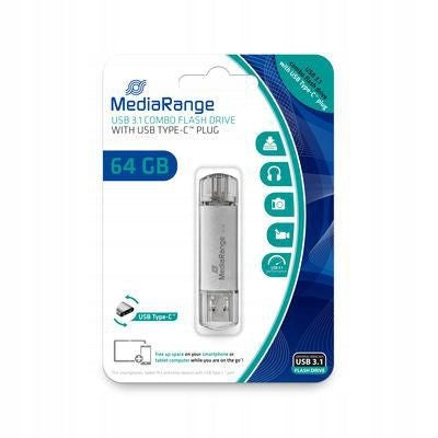 USB-C 64GB FLASH DRIVE FOR SMARTPHONE ANDROID IPHONE USB-A METAL PLUGS Manufacturer code MR937