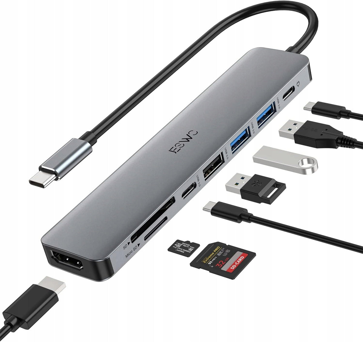 USB C 8-in-1 Hub USB C to HDMI SD/micro SD USB 3.0 Adapter for Macbook