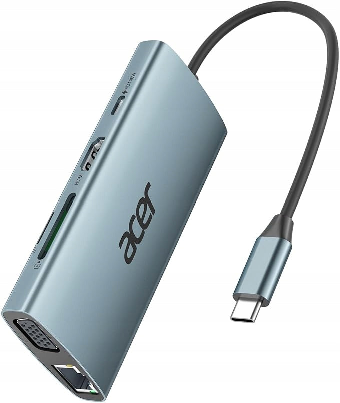 USB C 9in1 HDMI VGA Ethernet PD 100W Acer MacBook Dell