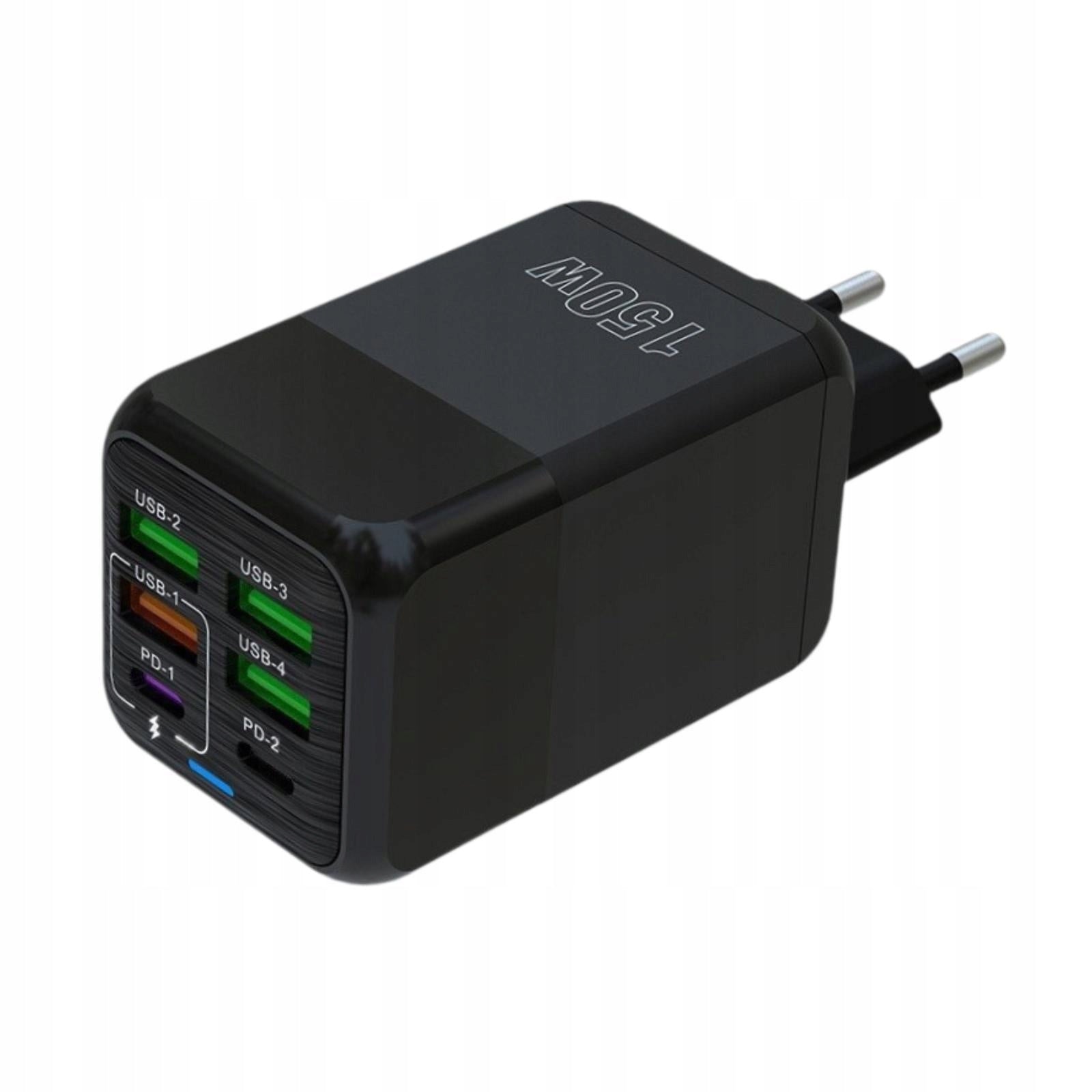 USB C Charging Compact 4 USB 2 PD Portable Charging Plug 150W Black Brand no brand