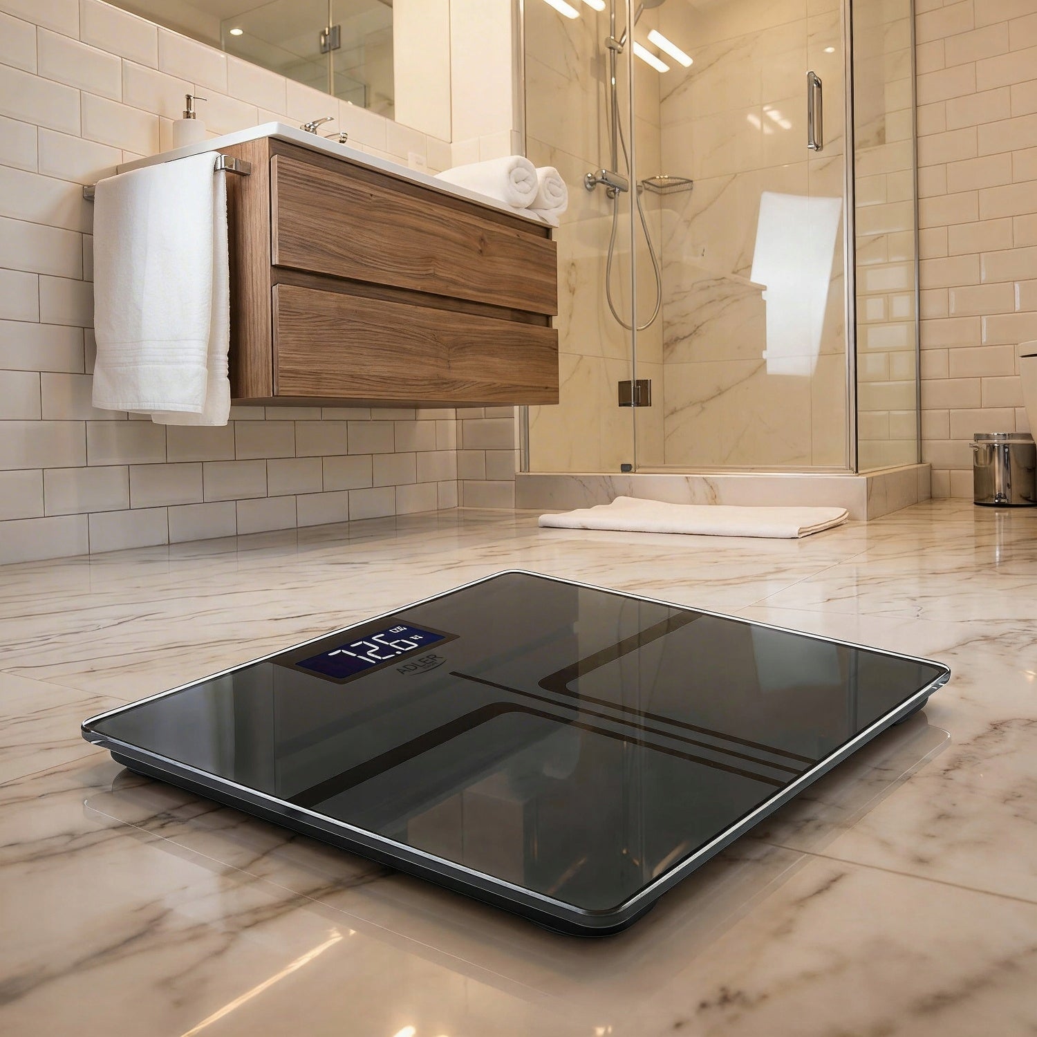 USB-C Cordless Bathroom Scale 180kg GREY LCD Tempered Glass 100g Packaging status original