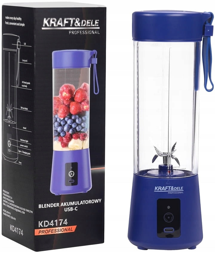 USB-C Cordless Blender 400ml / 2x3000mAh Blue KD4174 Packaging status original