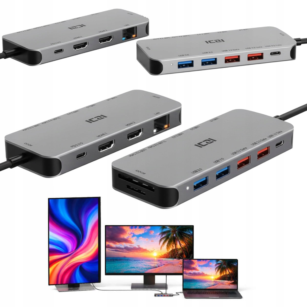 USB-C Docking Station Image Extension for DELL Laptop to 2 Monitors