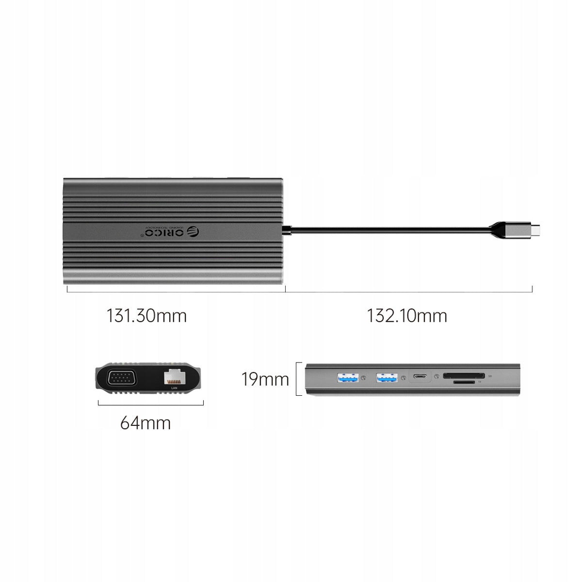USB-C Docking Station Orico 12in1 HDMI 4K VGA RJ45 PD 100W SD Packaging status original