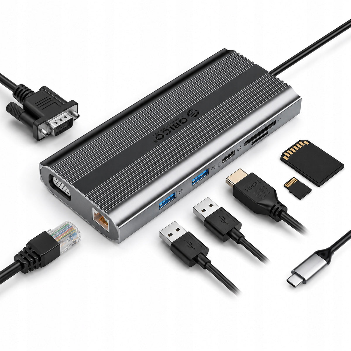 USB-C Docking Station Orico 12in1 HDMI 4K VGA RJ45 PD 100W SD