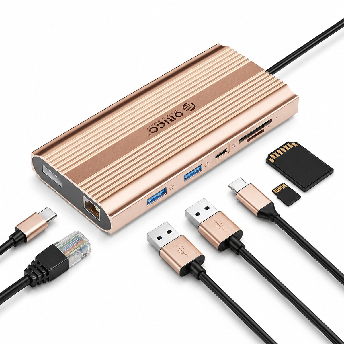 USB-C Docking Station Orico 12w1 2x HDMI 4K PD 100W RJ45 SD